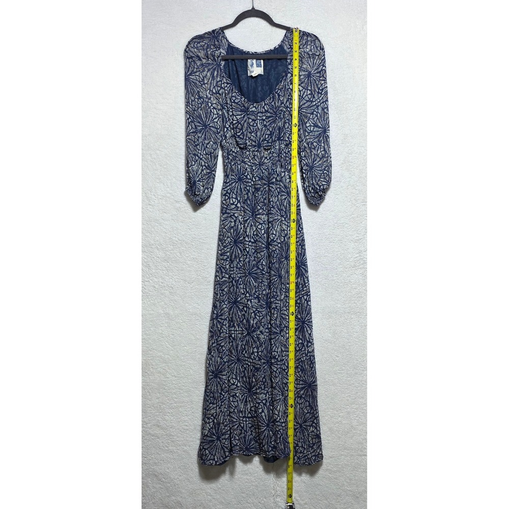 Edme & Esyllte Anthropologie Blue Botanical Smocked Maxi Dress Size 8 Boho